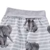 2 sztuk Noworodek Kostium Zestaw Baby Girls Boy Kapturem Elephant Paski Topy Spodnie Dress Spodnie Stroje Ubrania Zestawy 210309
