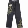 Mens Jeans Top Limited Loose Hip Hop Men Printed Mäns Klänning Casual Denim Trousers Bomull Mönster Harem Byxor 210716