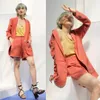 Summer Orange Mother Of The Birde Suits Office Lady Work Shorts Set Evening Party Prom Blazer Wedding Tuxedos Wear Outfits 2 pieces