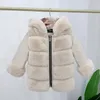 2019 New Winter Girls Faux Fur Coat Thick Warm Rex Rabbit Fur Girls Boys Jackets And Coats Leather Parka Kids Outerwear TZ472 H0909