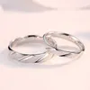 Fashion Couple wedding Pure 100% 925 Sterling Silver Jewelry Simple Style Threaded Frosted Lovers Rings For Women / Men