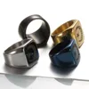 Moslim mindere Bairam Star en Moon Ring Band Gold Blue Black roestvrijstalen zegetringen voor mannen Fashion Jewelry Will en Sandy