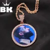 Bling King Custom Fashion Custom Care Photo Ceantane Ожерелье Золотой Цвет Полный Ледовый Земные Стразы Круглый Тег Hiphop Ювелирные Изделия X0509