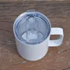 12oz Sublimatie Reismok Koffiemokken Tumbler met handvat Roestvrijstalen waterfles Thermische overdracht Drinkbeker Witte lege kolf