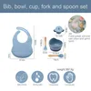 5 pcs / set Silicone Big Big Bibs Taça Utensílios Bebê BPA Free Waterproof À Prova D 'Água Fim NonsLip Feedings Silicone Bowl Table Utensílios Bebê Produtos G1210