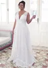 Simple Full Lace Wedding Dresses High Waist A-line V-Back Plus Size Bridal Gowns Summer Sleeveless Boho Beach Bride Dress Ivory Custom Made