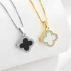 a New Double Faced Lucky Grass, a Two Wearing Tiktok S925 Silver Clover Necklace.