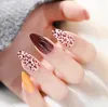 Högkvalitativ 24PC / Box Multicolor Stiletto Tryck på False Nails Leopard Slitage Avslutad Produkt Användbar Full Cover Decor Tips Art