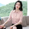 Mode coréenne SATIN boutonné chemise femmes à manches longues col rabattu grande taille XXXL dames hauts 210531