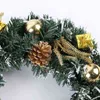 Jul LED Wreath Front Door Hängande Garland Semesterhus Dekorationer Xmas Tree Ornaments med LED-ljussträng 211104