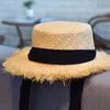 Rodzic-dziecko Panama Hats for Women Duże Brim Beach Sun Hats z modą długi pasek Visor Hat Słom
