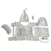 7pcs / Set Nouveau-né Photo Props Floral Bow Baby Photographie Costume Kits Wraps Top Noeud Chapeau Bandeau Posant Oreiller 210309