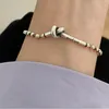 Proste 925 Titanium Rzymska cyfrowa bransoletka Osobowość Biżuteria Dziewczyny Charm Bracelets z kobietą Bieczek Link5471565