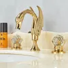 Bathroom Sink Faucets Crystal Handle Swan Basin Faucet Cold Mixer Torneira Taps Deck Mounted2507