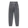 Jeans mulher de cintura alta cordão solto casual street estilo denim tojo-comprimento harem calças 210809