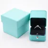 Romantische Blauwe Lederen Sieraden Geschenkdoos Ring Box Ketting Box Ring Verpakking Opslag Ring Organizer voor Bruiloft Propose278e