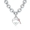 Chains 925 Sterling Silver Necklace High Quality Custom Fashion Charming Two-color Heart-shaped Key Couple Gift With Logo