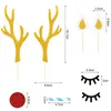 Outros suprimentos de festa de evento 1 conjunto Feliz Natal Bolo Topper Cute Gold Deer Elk Antlers Olhos Toppers para Crianças Aniversário Xmas Ano Decoração Noel