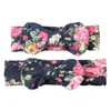 Vintage fleurs motif élastique Parent-enfant bandeau ensemble mignon impression lapin oreilles enfant en bas âge bandeau bébé chapeaux fête décoration