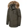Men Winter Casual Faux Fur Collar Long Thick Parkas Jacket Coat Men Outwear Hooded Pockets Waterproof Jackets Parka Men 211104