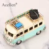 Classic Metal Bus Model Home Decoration Ornaments Antique Figurines Crafts Pography Props Kids Toys Birthday Gifts 210924