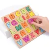 Nya Trä 3D Pussel Block Toy Kids Engelska Alfabetnummer Kognitivt Matchande Board Baby Early Educational Learning Leksaker För Barn W3