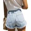 Vintage High Waist Ruffle Denim Shorts Kvinnor Sommar Lace Up Streetwear Jean Shorts W44 210526