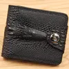 Wallets Mens Wallet Leather Genuine Short Purse Billetera Hombre Men Vintage Style Cartera Crocodile Alligato Portemonne