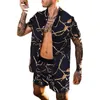 Drukowane Szybkie Suszenie Krótki Rękaw Mężczyźni Hawajski Zestawy 2021 Letni Przycisk Koszula Spodenki Beach Streetwear Casual Suit 2 Sztuk S-3XL X0610