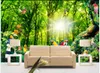 Aangepaste muurschilderingen wallpapers 3d foto behang moderne zonnige bosboom droom natuurlijke vogel foto muurschildering tv achtergrond muurpapieren huizendecoratie