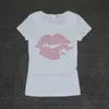 Top Verkauf T-shirt Frauen Sommer Kurzarm Feminine Mode Sexy Lip Kristall T-shirt O Hals Weiche Baumwolle Damen T-shirt y19060601