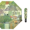 Gustav Klimt pintura al óleo paraguas sombrilla lluvia protección solar mujeres automático tres plegable portátil al aire libre 210626
