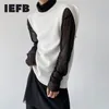 IEFB Korean Fashion Mångsidig stickad väst ärmlös dubbel manschett Kintwear Toppar Vit Kausal Chic Kläder Man 9Y8281 210923