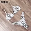 RUUHEE Bikini 2021 Costumi da bagno Donna Costume da bagno Bikini brasiliano Set Costume da bagno stampato in marmo Push Up Vita bassa Abbigliamento da spiaggia estivo 210305