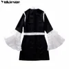 Harajuku vintage dress female vestidos verano autumn winter ruffles flare sleeve Court luxury party maxi dresses women 210608