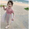 Meninas verão princesa estilo ocidental pettiskirt bebê arco-íris menina vestido p4296 210622