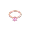 Pink Sparkling Crown Solitaire Ring 925 Sterling Silber weibliche Ringe für Frauen Einfache klassische Liebesringe Schmuck Accessoire217p