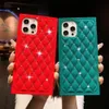 Casos de telefone celular Marca Designer Phone Case Bling Diamond Square Vintage Flower Capa para iPhone 13Pro Max 7 8Plus S21 Nota 20 Mate 30 para meninas Mulheres 2OK4