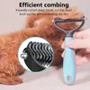 Pet Dog Grooming Tool 2 Sided Undercoat Rake for Cats Dogs Brush - Safe Dematting Comb for Easy Mats Tangles Temoving (stor storlek)