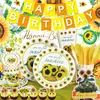 Stoviglie usa e getta Girasoli Forniture per feste a tema Sun Flower Stoviglie Tazza di carta Piatto Tovaglia Paglia Baby Shower Compleanno Palloncini De