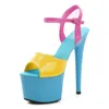 Stripper Heel Shoes Summer Platform High Heels Sandals Thin-heeled 17cm Mixed Colors Sexy Waterproof Wedding shoe 220308