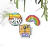 Rainbow Mountain Niedliche kleine lustige Emaille-Broschen für Frauen, Demin-Shirt-Dekor, Brosche, Metall, Kawaii-Abzeichen, Modeschmuck, GC515