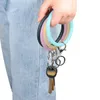 Populär Sequin Silicone O Key Chain Circle Wristlet Molkt Key Ring Wrist Rem Armband med Keychain Bangle Kimter