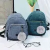 Mini Women Backpacks Solid Fashion School Bag For Teenage Girls Fur Ball Solid Corduroy Rucksack Candy Color Travel Bags Mochila Y1105