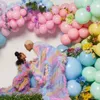 Färgglada Tulle Sleepwear Robes Maternity Women Rainbow Bridal Ruffles Gravid kvinna Photoshoot Klänning Långärmad Sheer Party Gowns