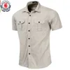 Fredd Marshall Hommes Chemise Militaire Hommes Manches Courtes Cargo S 100% Coton Casual Solide Mâle Poche Travail 55889 210809