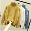 Pull Femme Pull Femme Hiver Moelleux Pull Vintage Épais Blanc Vison Polaire Col Roulé Dames Lâche Casual Tricoté Womam Pull