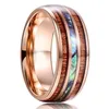 Bröllopsringar Fashion 8mm Rose Gold Tungsten Carbide Hawaiian Koa Wood and Abalone Shell Opal Inlay Ring Band Men039s Jewelry7766910