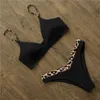 Sexy Micro Bikini Frauen Solid Und Leopard Push Up Gepolsterte Tangas-Badeanzug Weibliche Ausschnitt Badeanzug Bademode Trajes de Bano 220226