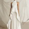 Adyce Summer Women White Backless Bandage 2 Two Pieces Set Sexy Hater Ruffles Club Celebrity Runway Party Casual 220302